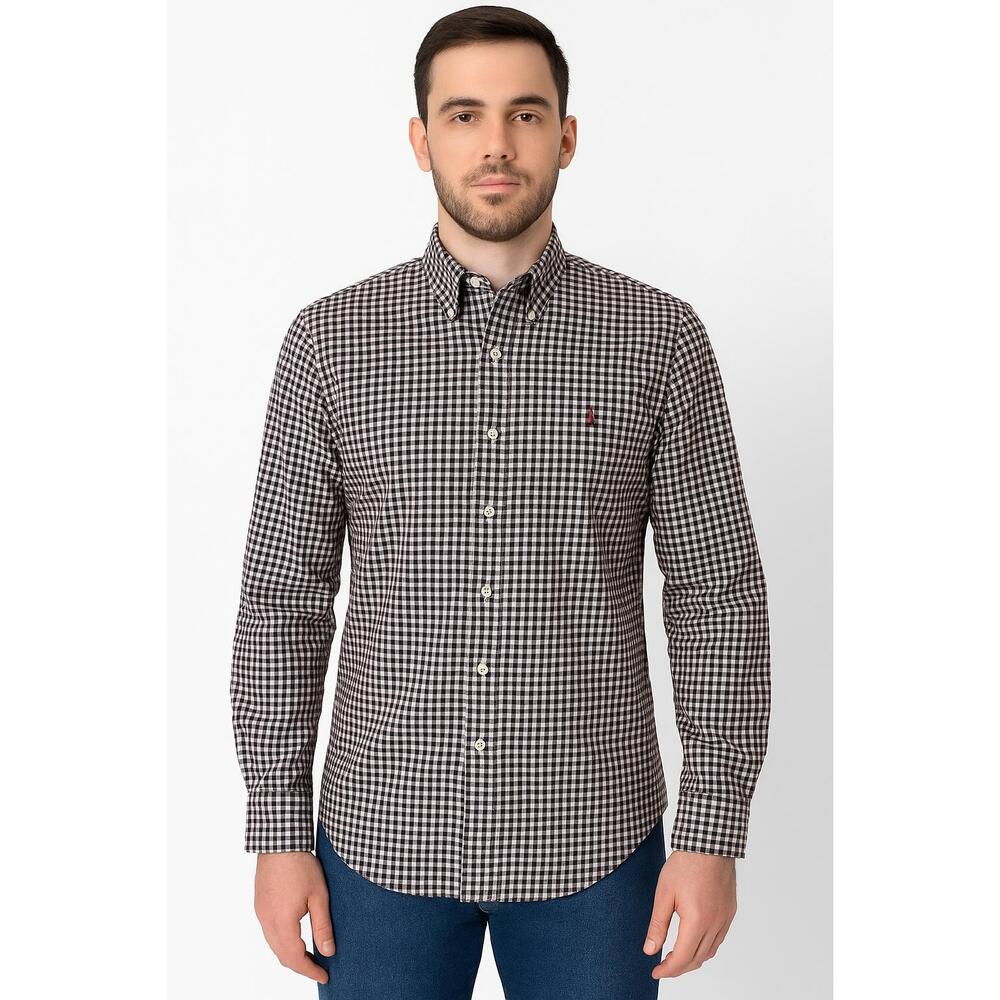 Polo Ralph Lauren Shirt Mens Black Red White Gingham Preppy Classic